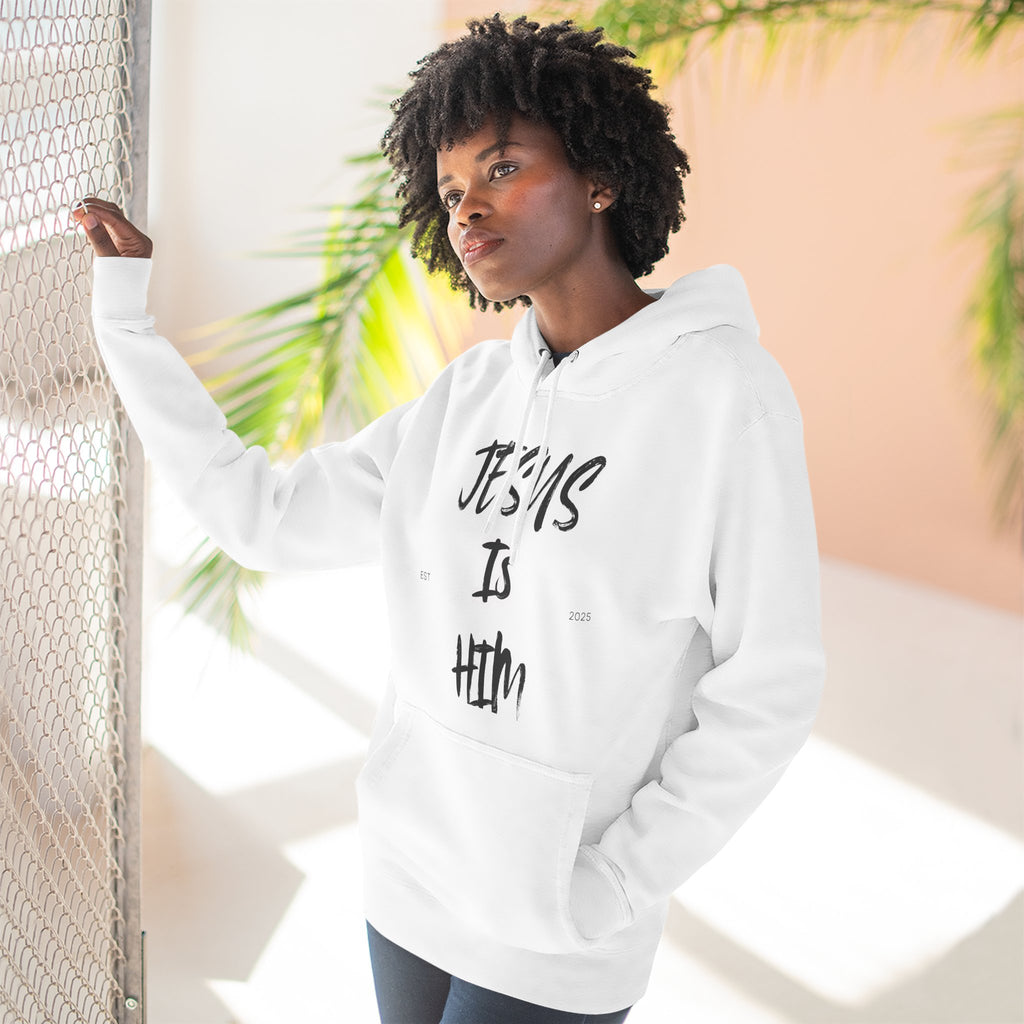 "Jesus Is Him" White Fleece Hoodie